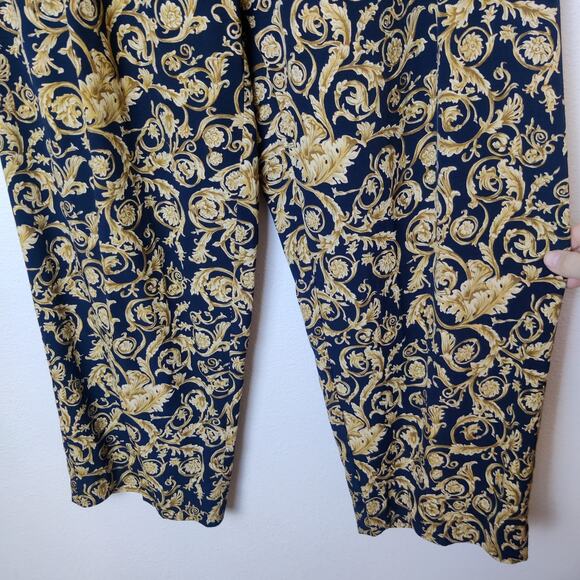 Vtg Josephine Chaus Pleated High Rise Gold Leaf Trousers 6 Regency Old Money - Picture 5 of 12